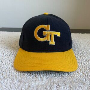Vintage Starter Georgia Tech Fitted Hat 7 3/8 Two Tone Yellow Jackets Wool